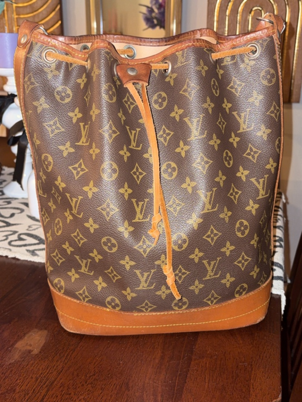 Louis Vuitton Monogram Bucket Bag - Brown with Tan Trim